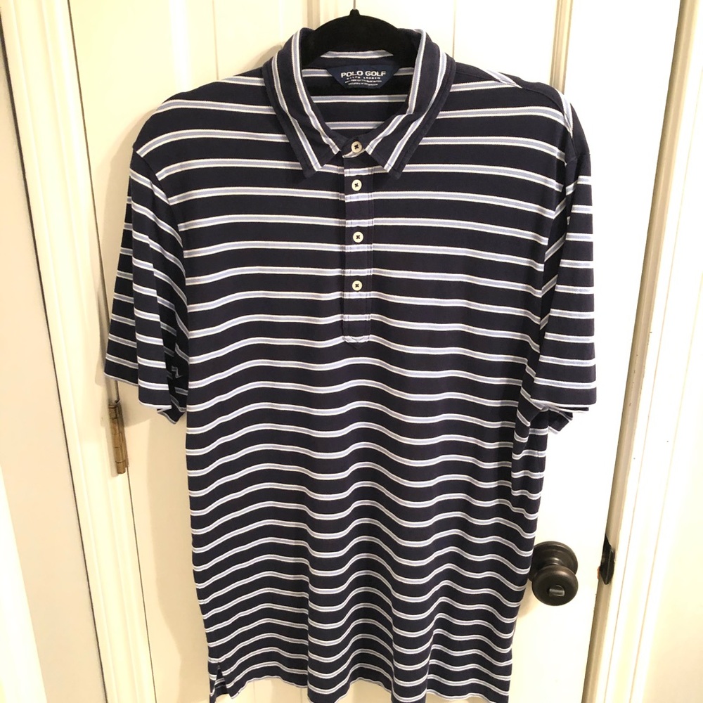 Polo Golf Men’s Navy Stiped Shirt Large